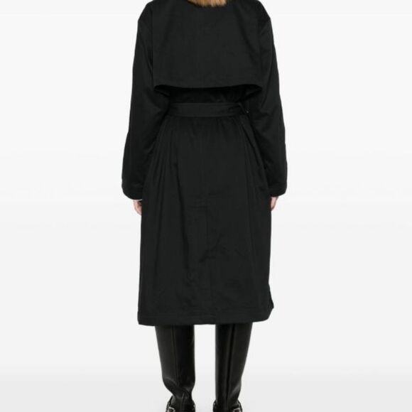 Adidas Originals Twill Trench Coat Black White Three Stripes Women's Small Belt - Picture 11 of 13